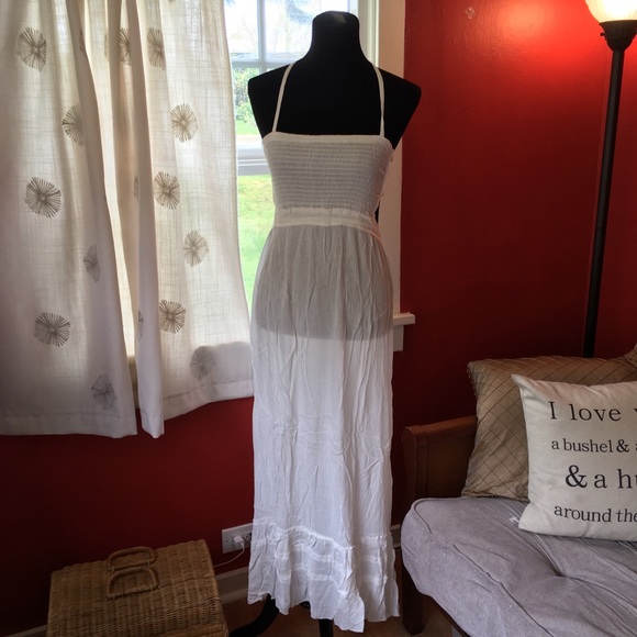 White Backless Maxi Summer Dress Halter - Picture 3 of 6